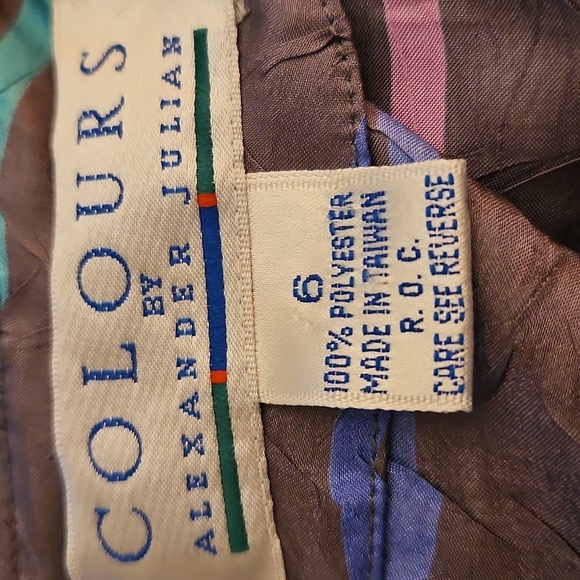 Vtg COLOURS 1980s Power Pastel Striped Drop Waist Skirt Bow Top Set - Picture 13 of 16